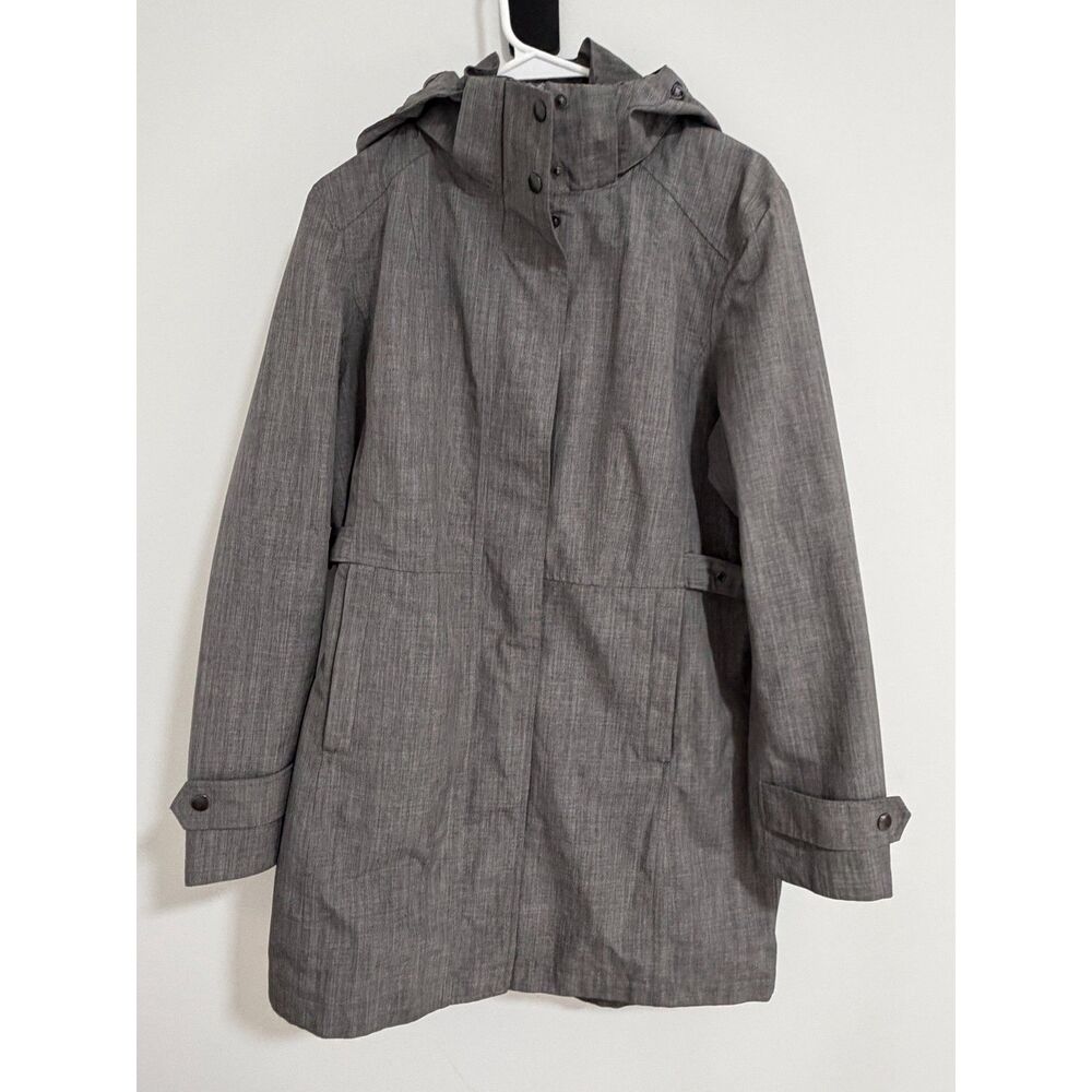 Kirkland Signature Gray Hooded Water Repellent Rain Trench Coat Women's M